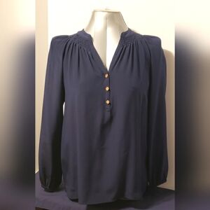 Lilly Pulitzer Navy Elsa Silk Blouse Size Small